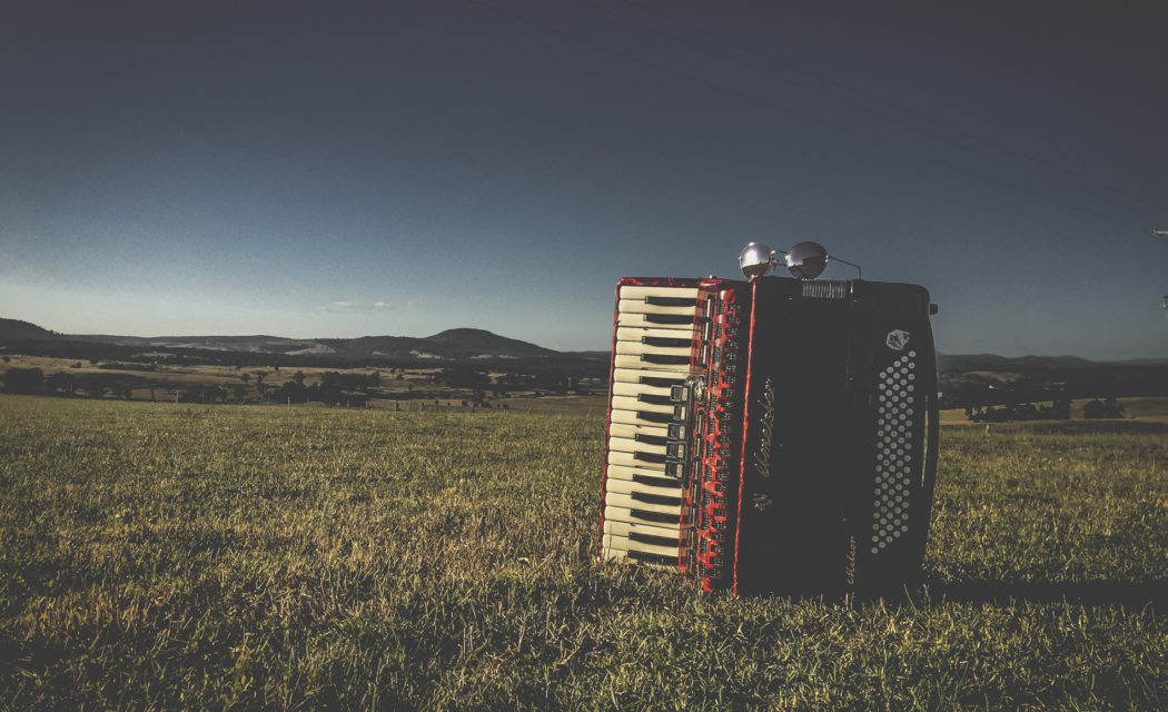 Slow living Czerwony Akordeon Red piano accordion East Gippsland landscape Aldona Kmiec Polish Artist Photographer
