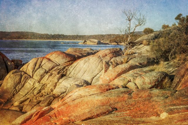 Binalong Bay Bay of Fires Tasmania Australian landscape art prints ALDONA KMIEC
