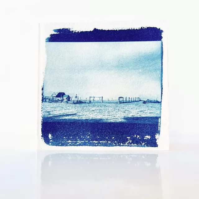 Unique handmade cyanotype greeting cards on cold pressed Arches paper 300gsm