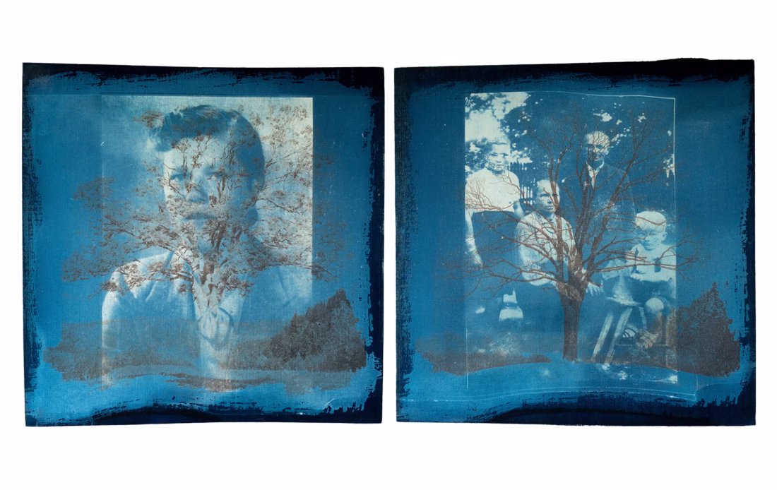 Cyanotype artwork from family photograph